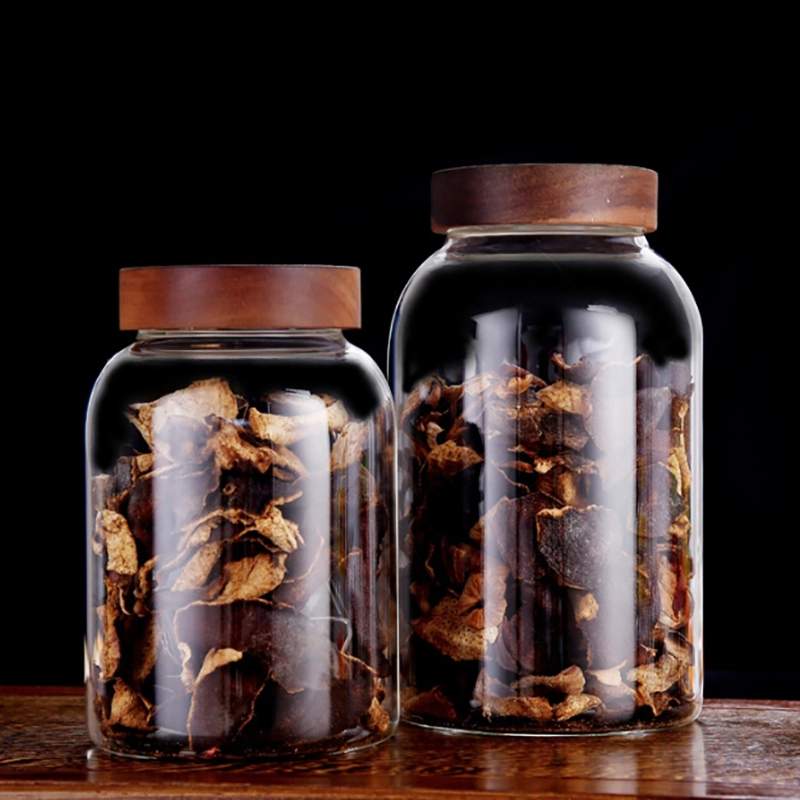 Custom Food Storage Tangerine Peel Borosilicate Glass Jar With Lid
